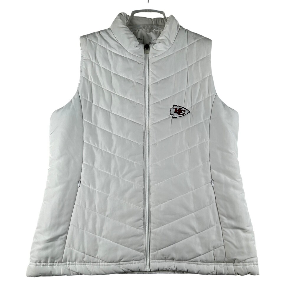Kansas City Chiefs Vest Jacket Womens Large NFL Football Antigua Zip Puffer